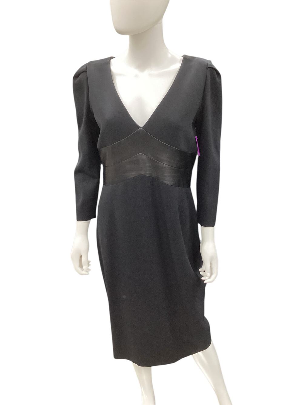 Vintage Emilio Pucci Dress Women’s Size 10 Wool Lambskin Leather Waistline Black